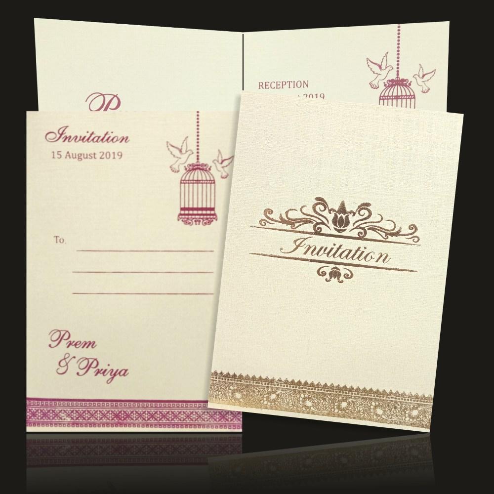Lovely Cream Shading Personal Wedding Card - KNKP002C-4